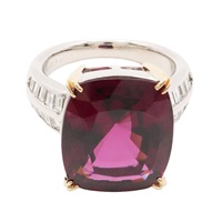 JEWELRY 無品牌珠寶 石榴石 鑽石 PT900鉑金 戒指