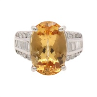JEWELRY 無品牌珠寶 黃色 托帕石 鑽石 PT900鉑金 戒指