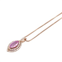JEWELRY 無品牌珠寶 粉紅藍寶石 鑽石 18K 玫瑰金 項鍊 PinkSapphire  6.1g