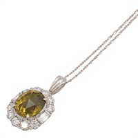 JEWELRY 無品牌珠寶 石榴石 鑽石 PT850/PT900鉑金 項鍊