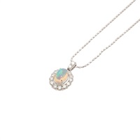 JEWELRY 無品牌珠寶 歐泊 鑽石 18K白金項鍊 Opal 6.5g