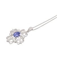 JEWELRY 無品牌珠寶 坦桑石 鑽石 18K白金 項鍊 Tanzanite 4.8g