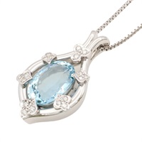 JEWELRY 無品牌珠寶 海藍寶石 鑽石 18K白金 項鍊