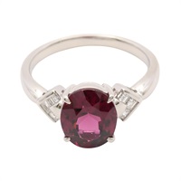 JEWELRY 無品牌珠寶 石榴石 鑽石 PT900鉑金 戒指