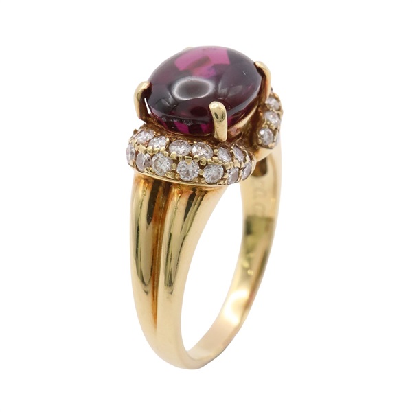 JEWELRY 無品牌珠寶 戒指 #55 石榴石 鑽石 18K黃金 Garnet 6.0g