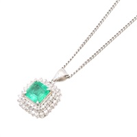 JEWELRY 無品牌珠寶 項鍊 祖母綠 鑽石 PT850/PT900鉑金 Emerald 8.8g