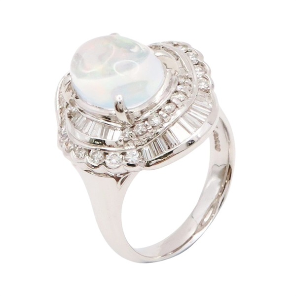 JEWELRY 無品牌珠寶 戒指 #51 蛋白石 鑽石 PT900鉑金 Opal  12.0g
