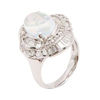 JEWELRY 無品牌珠寶 戒指 #51 蛋白石 鑽石 PT900鉑金 Opal  12.0g
