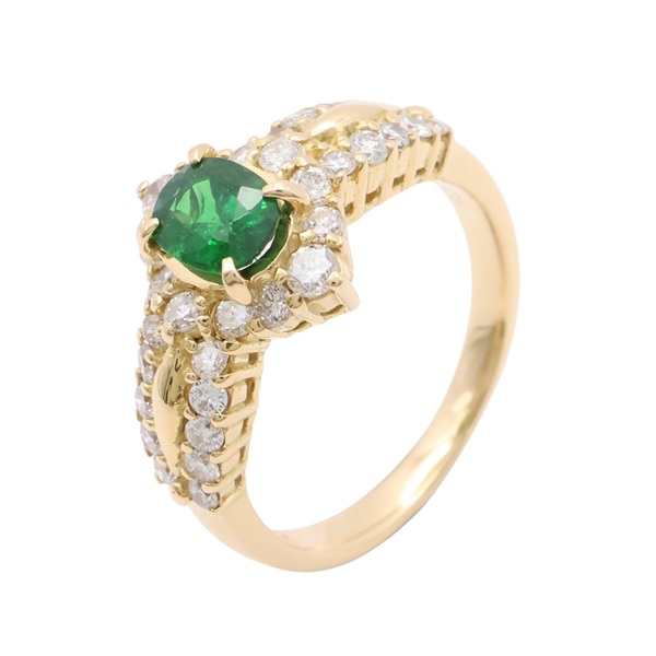 JEWELRY 無品牌珠寶 戒指 #49 綠石榴石 鑽石 18K黃金 Green Garnet 4.8g