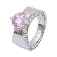 JEWELRY 無品牌珠寶 戒指 #53.5 孔賽石 鑽石 18K白金 Kunzite 9.6g