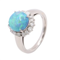 JEWELRY 無品牌珠寶 戒指 #53 黑蛋白石 鑽石 PT900鉑金 Black Opal 7.5g