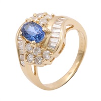 JEWELRY 無品牌珠寶 戒指 #51.藍寶石 鑽石 18K黃金 Sapphire 5.5g