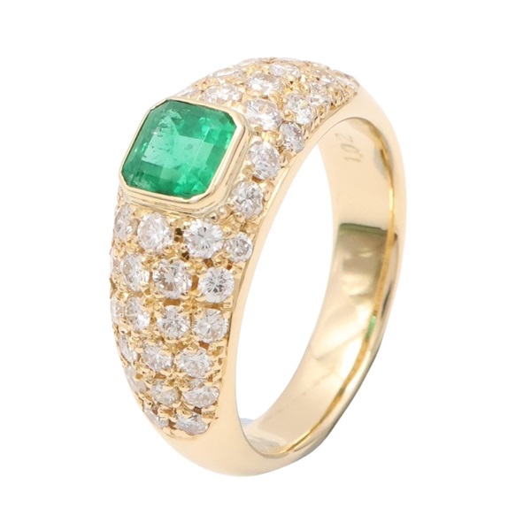 JEWELRY 無品牌珠寶 戒指 #53.5 祖母綠 鑽石 18K黃金 Emerald 7.5g
