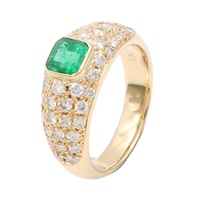 JEWELRY 無品牌珠寶 戒指 #53.5 祖母綠 鑽石 18K黃金 Emerald 7.5g