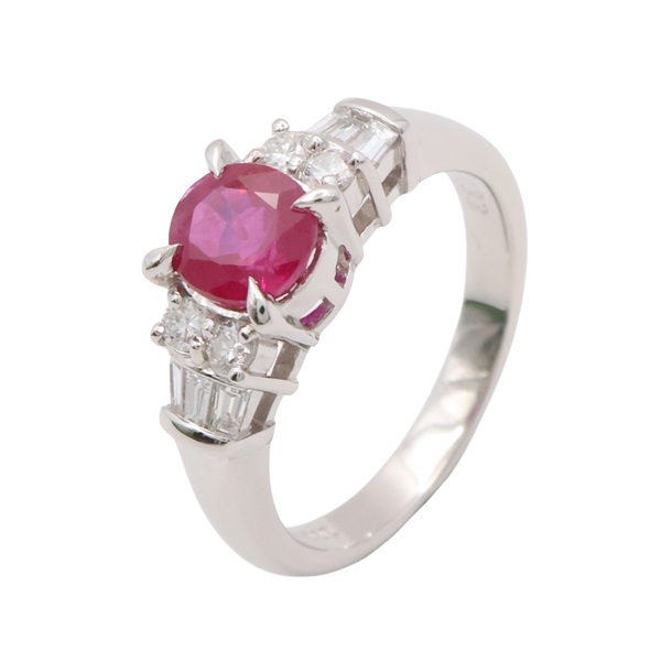 JEWELRY 無品牌珠寶 戒指 #52 紅寶石 鑽石 PT900鉑金 Ruby 6.3g