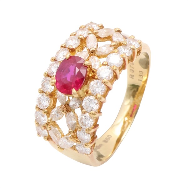 JEWELRY 無品牌珠寶 戒指 #54 紅寶石 鑽石 18K黃金 Ruby 5.7g