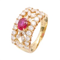 JEWELRY 無品牌珠寶 戒指 #54 紅寶石 鑽石 18K黃金 Ruby 5.7g