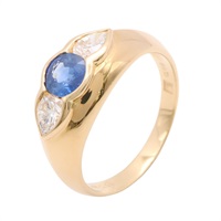 JEWELRY 無品牌珠寶 戒指 #56 藍寶石 鑽石 18K黃金 Sapphire 5.2g