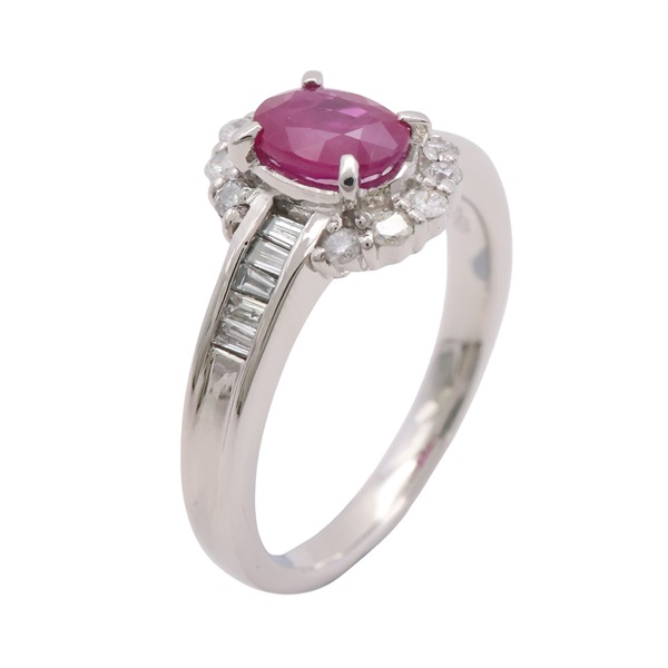 JEWELRY 無品牌珠寶 戒指 #55 PT900鉑金 紅寶石 鑽石 Ruby 7.7g