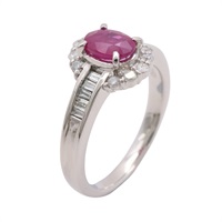JEWELRY 無品牌珠寶 戒指 #55 PT900鉑金 紅寶石 鑽石 Ruby 7.7g