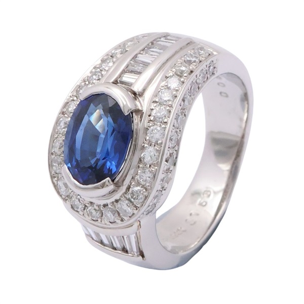 JEWELRY 無品牌珠寶 戒指 #48 藍寶石 鑽石 PT900鉑金 Sapphire 10.8g