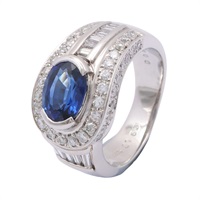 JEWELRY 無品牌珠寶 戒指 #48 藍寶石 鑽石 PT900鉑金 Sapphire 10.8g