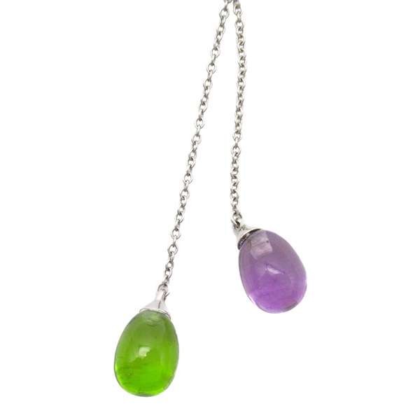 【再降價】Elsa Peretti 系列 18K白金 Rainbow Teardrop Necklace 彩虹淚珠墜鍊