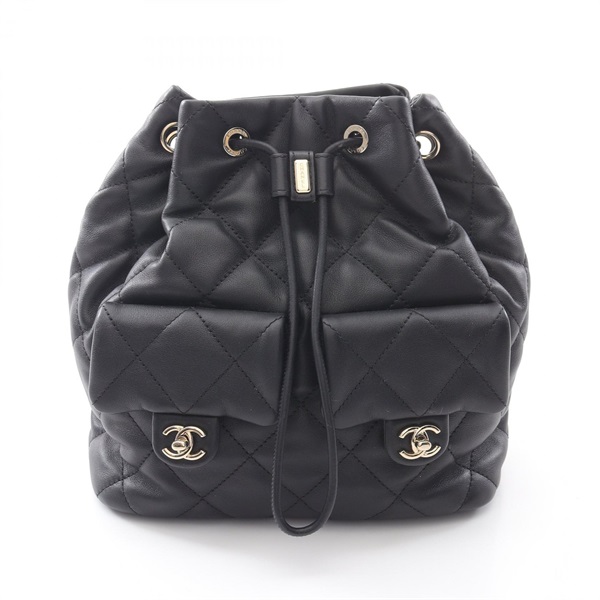 黑色 羊皮 後背包 金釦【CHANEL 香奈兒】 AS4342