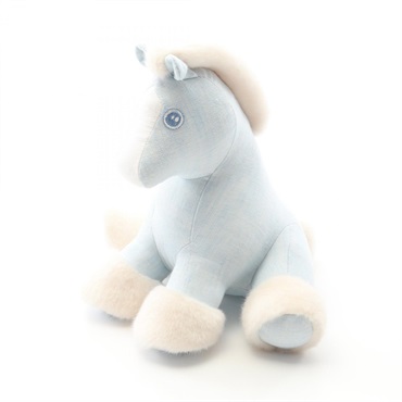 藍色 麻布帆布 Baby Hermy Plush 絨毛玩偶【HERMES 愛馬仕】