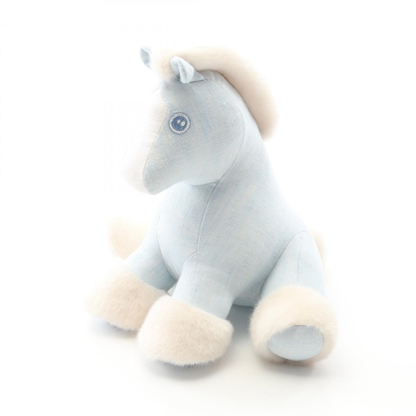 藍色 麻布帆布 Baby Hermy Plush 絨毛玩偶【HERMES 愛馬仕】