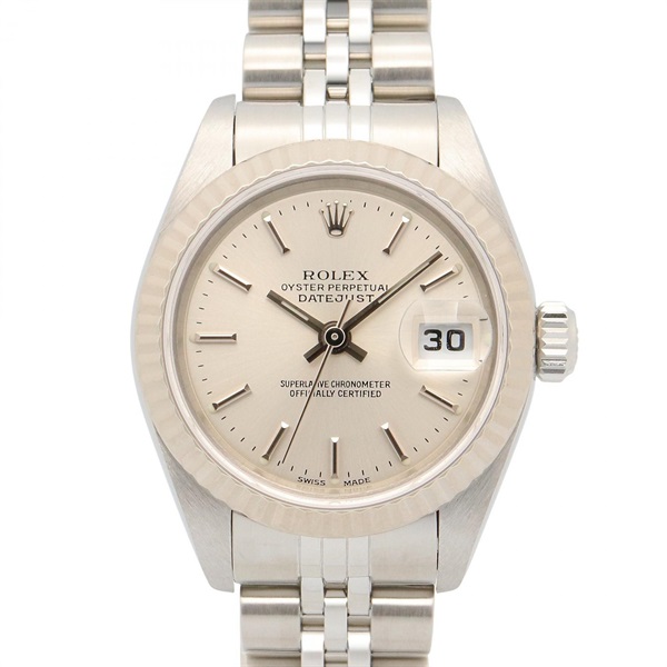 銀色錶盤 18K白金 不鏽鋼 Lady Datejust 26 腕錶 K番【ROLEX 勞力士】 79174
