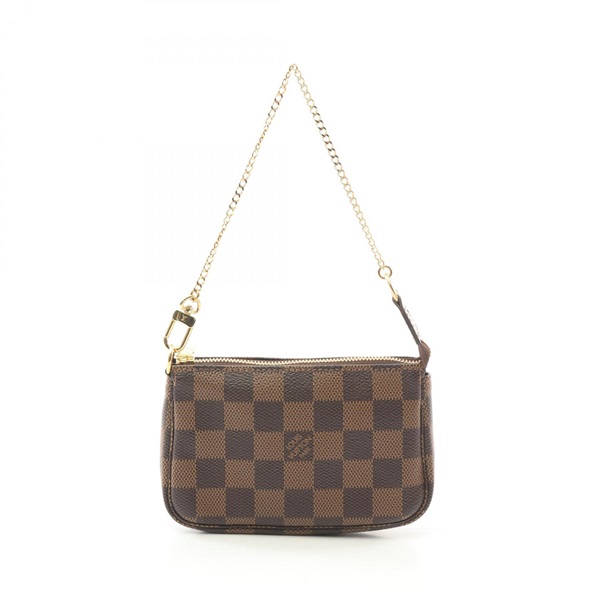 棕色 棋盤格帆布 Mini Pochette Accessoires 手提包【LOUIS VUITTON LV 路易威登】 N58009