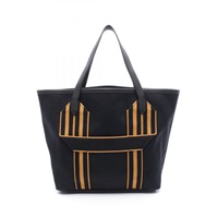 黑/棕色 拼色條紋 帆布 H Hermes Pursangle 單肩包【HERMES 愛馬仕】