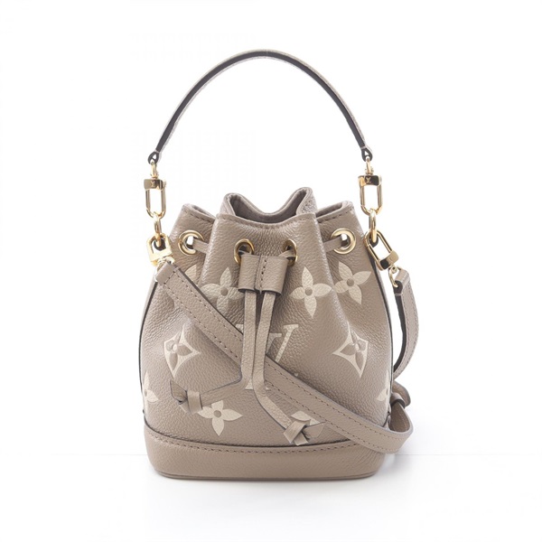 米色 原花 牛皮 壓紋 Nano Noe 水桶包 兩用包【LOUIS VUITTON LV 路易威登】 M46291