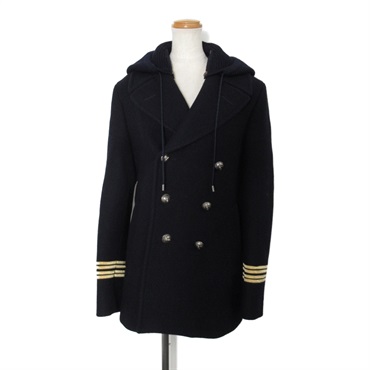 海軍藍 毛 海軍 軍褸 雙排扣 大衣 480511