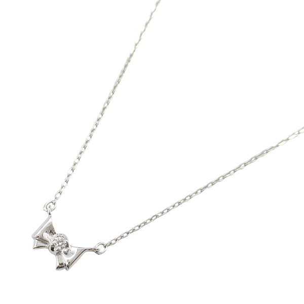 0.01ct鑽石 18K白金 蝴蝶結吊墜項鍊【STAR JEWELRY】
