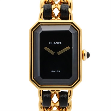 CHANEL 香奈兒 Premiere S 石英腕錶 黑色錶盤 鍍金 皮革錶帶 H0001