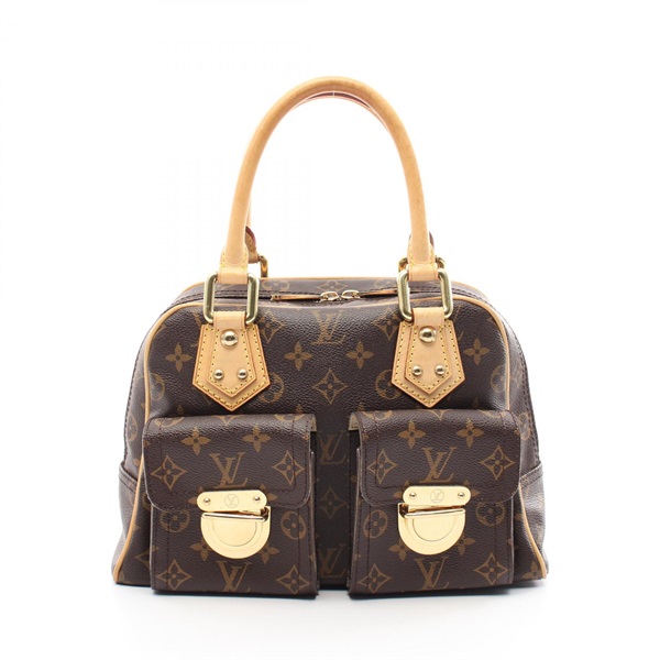 棕色 原花帆布 Manhattan PM 手提包【LOUIS VUITTON LV 路易威登】 M40026