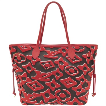 【激安價】黑色 紅色 簇絨 PVC塗層帆布 LVXUF NEVERFULL MM 托特包 M45544