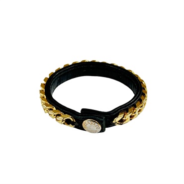 VITA FEDE 黑色 金色 皮革 鏈帶 手環