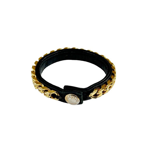 VITA FEDE 黑色 金色 皮革 鏈帶 手環