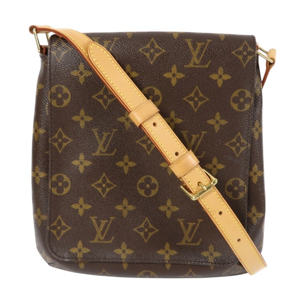 棕色 原花 帆布 Musette Salsa 肩背包 金扣 M51258