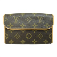棕色 原花 帆布 Pochette Florentine 腰包 金扣 M51855