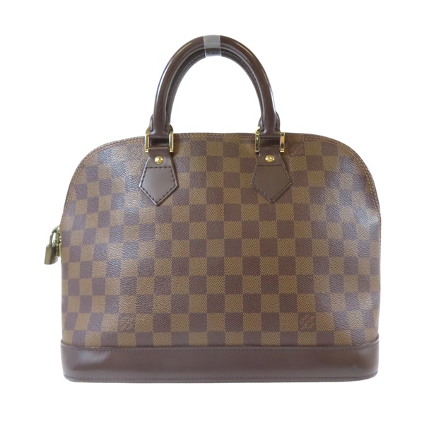 棕色 棋盤格 帆布 Alma PM 艾瑪 手提包 金扣 N53151