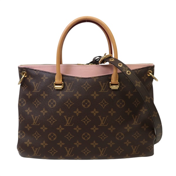 棕色 粉紅色 原花 帆布 Pallas 兩用包 金扣 M43400