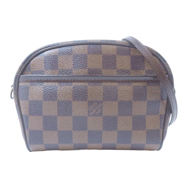 棕色 棋盤格 帆布 Pochette Ipanema 肩背包 金扣 N51296