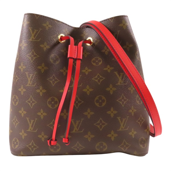 棕色 原花 帆布 Neo Noe MM 水桶包 肩背包 金扣 M44021