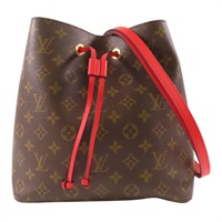 棕色 原花 帆布 Neo Noe MM 水桶包 肩背包 金扣 M44021