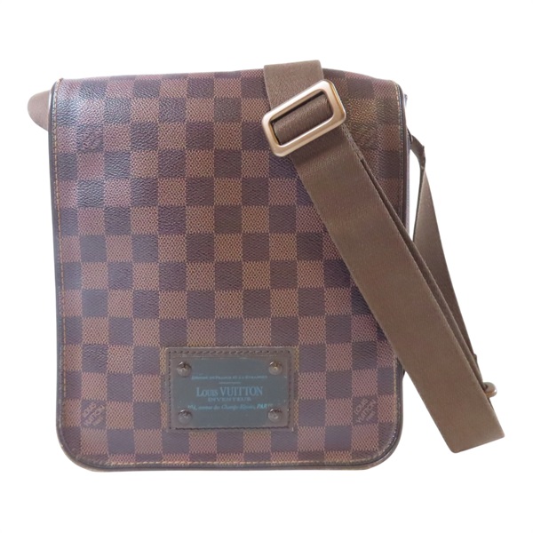 
LOUIS VUITTON 棕色 棋盤格 帆布 Brooklyn PM 肩背包