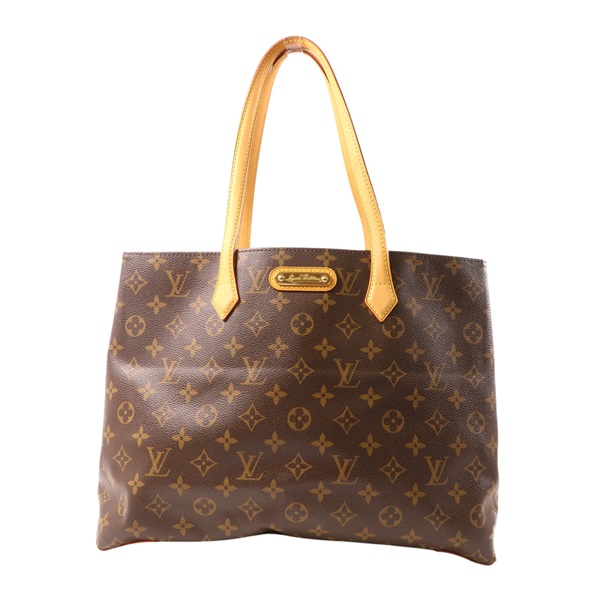 棕色 原花 帆布 Wilshire 肩背包 金扣 M45644